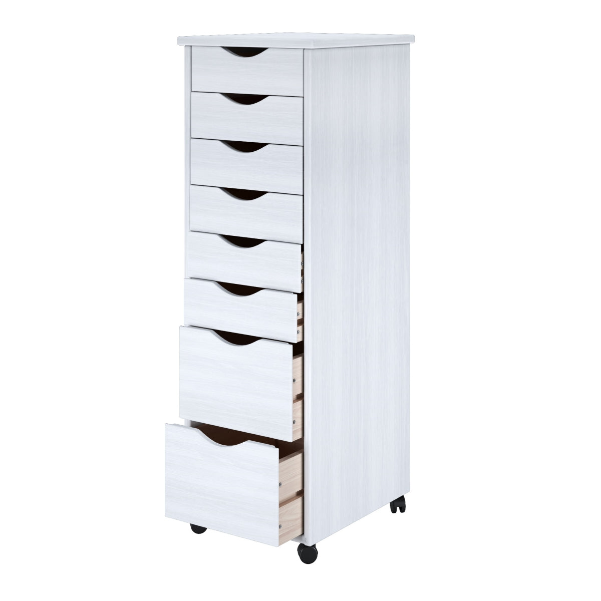 Adeptus Solid Wood 76183 6+2 Drawer Roll Cart - White